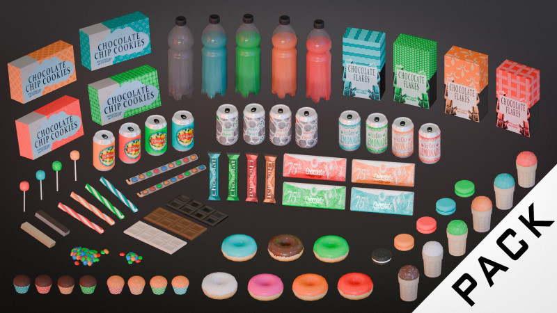 Low poly pack food 3D 模型 .c4d .max .obj .3ds .fbx .stl .blend 