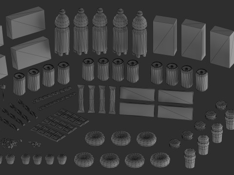Low poly pack food 3D 模型