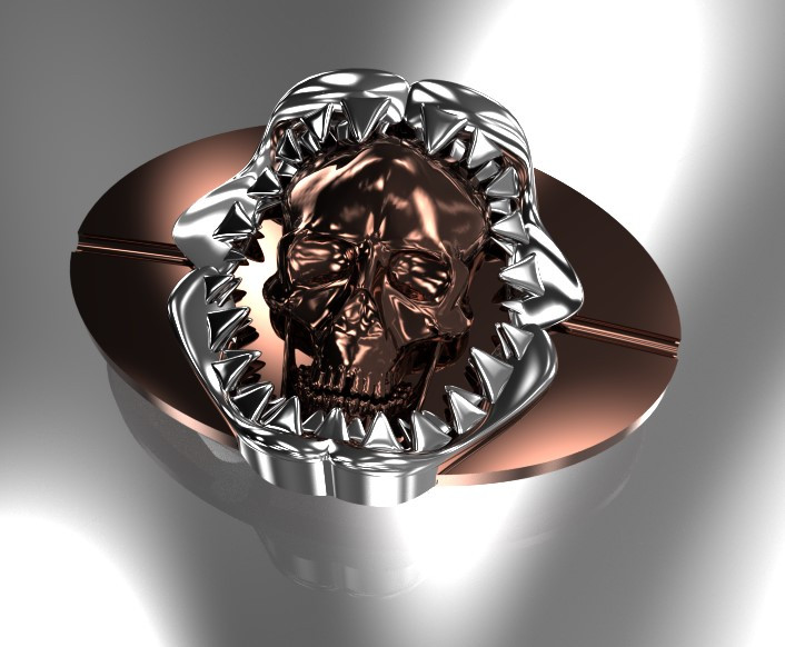 Shark tooth skull buckle belt 3Dプリントモデル .c4d .max .obj .3ds .fbx .stl .blend 