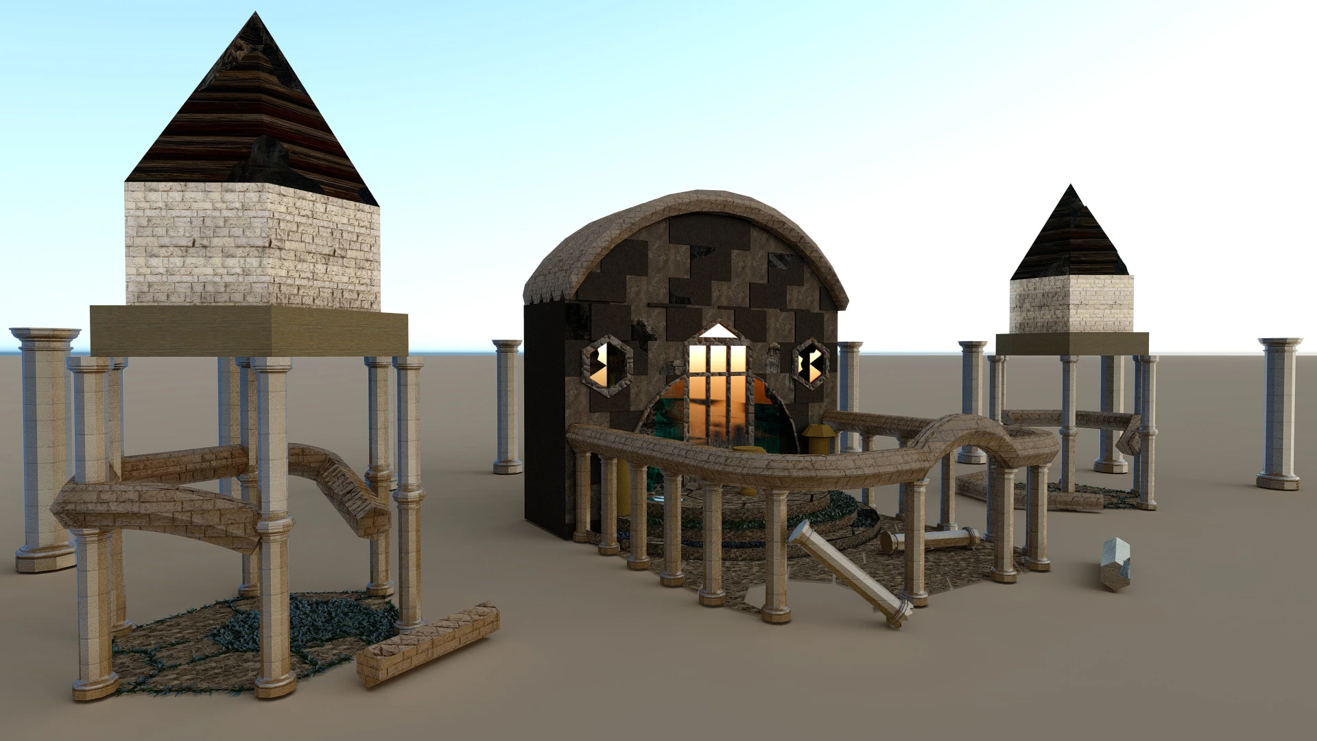 Ancient ruins 3D Model .c4d .max .obj .3ds .fbx .stl .blend 