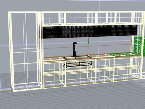 Modern Kitchen with Groove Detailing and Wall Cabinets Modello 3D
