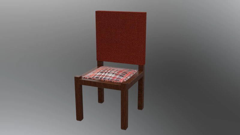 Minimalist Wooden Chair with Textured Cushion 3D Model .c4d .max .obj .3ds .fbx .stl .blend