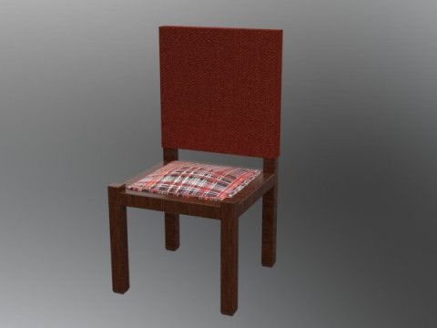 Minimalist Wooden Chair with Textured Cushion 3D 모델