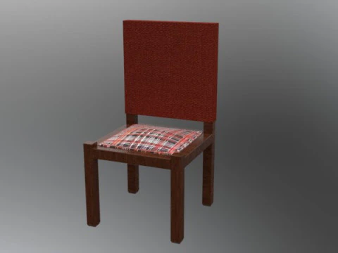 बनावट वाले कुशन के साथ न्यूनतम लकड़ी की कुर्सी 3D मॉडल