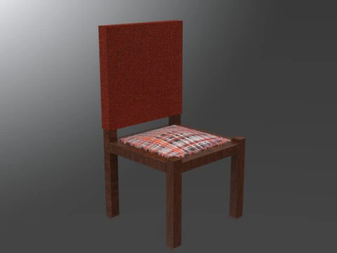 Minimalist Wooden Chair with Textured Cushion 3D Model