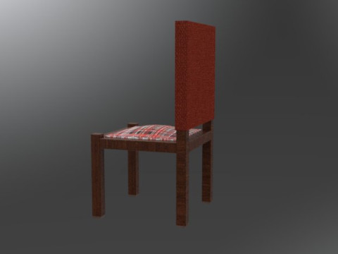 Minimalist Wooden Chair with Textured Cushion Modello 3D