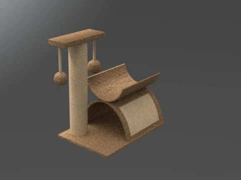 Modern Cat Scratching Post - with Sisal Design 3D Model