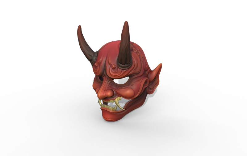 Devil Mask Japan 3D-printmodel .c4d .max .obj .3ds .fbx .stl .blend 