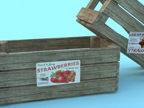 Scatole di legno Low-poly Modello 3D