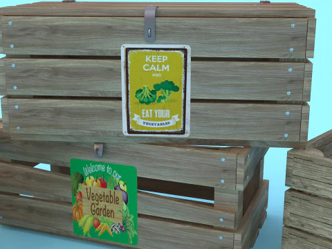 Scatole di legno Low-poly Modello 3D