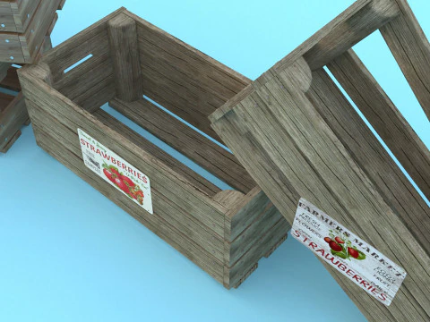 Scatole di legno Low-poly Modello 3D