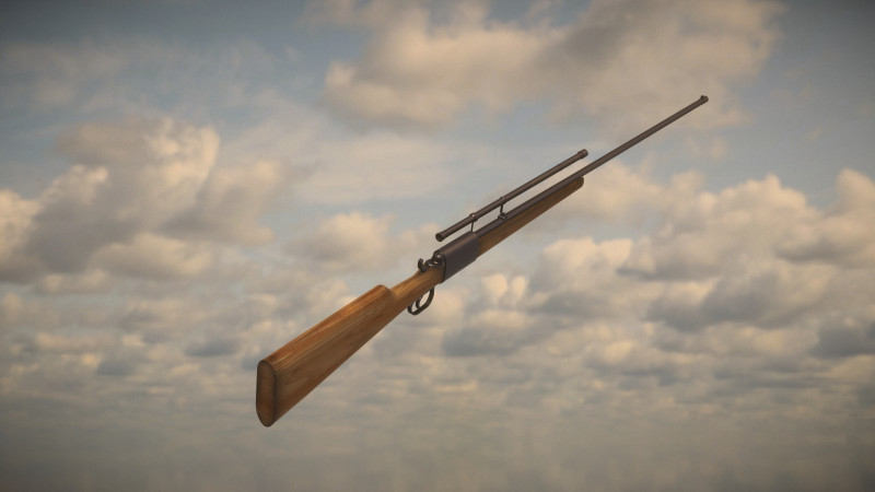 Western Rifle 3D Модель .c4d .max .obj .3ds .fbx .stl .blend