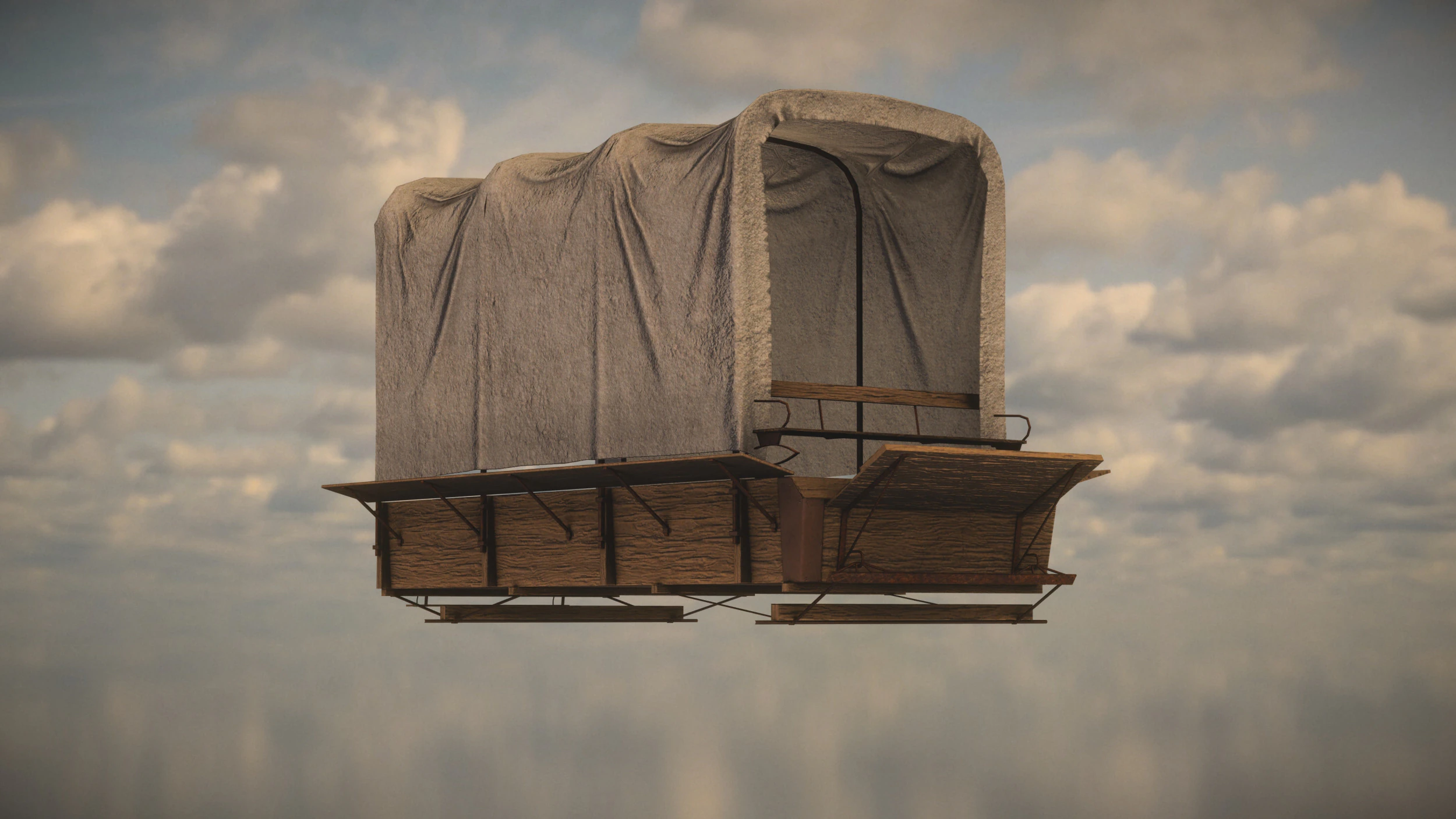 Western Wagon 3D Model .c4d .max .obj .3ds .fbx .stl .blend
