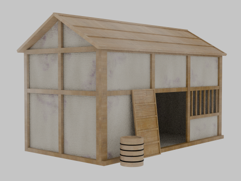 Old Japanese House 3D Model
