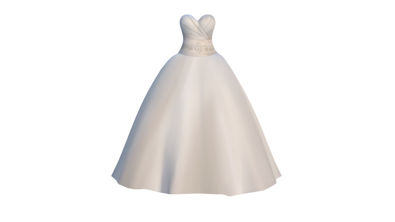 White Wedding Frock 3D in 3DExport