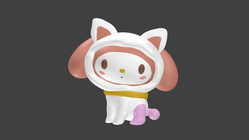 My Melody in a Kitty Costume - Sanrio 3D 打印模型 .c4d .max .obj .3ds .fbx .stl .blend 