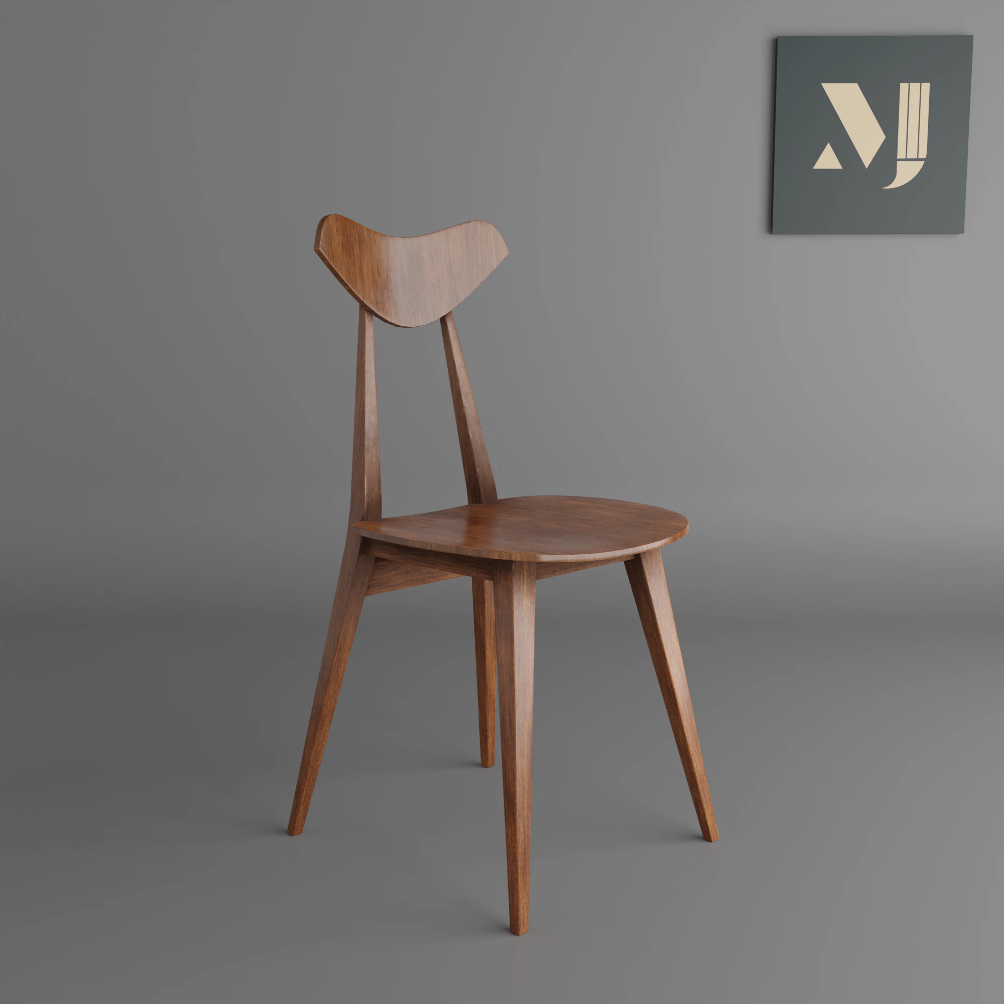 A wooden chairA chair for modern rooms and offices 3D Model .c4d .max .obj .3ds .fbx .stl .blend 