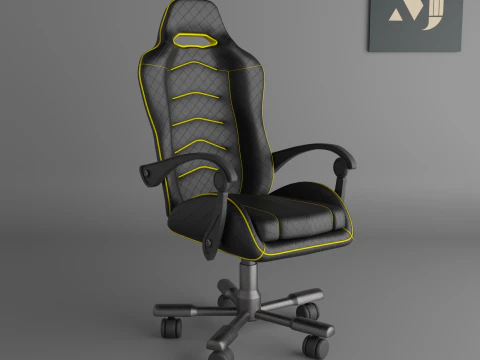 Sedia da gioco ergonomica premium per streamer e giocatori. Sedia bella e di qualit&agrave; per la casa e il tempo libero Modello 3D