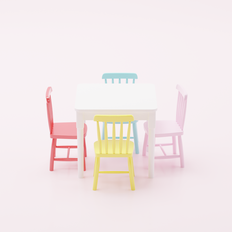 Colorful table and chair for children 3D Модель .c4d .max .obj .3ds .fbx .stl .blend 