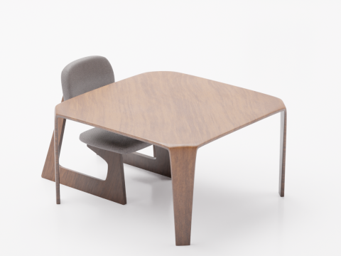 Board table and chair 3D Модель