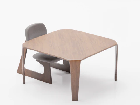 ボードテーブルと椅子 3Dモデル