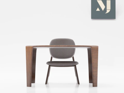 Board table and chair 3D Model