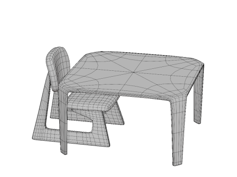 Board table and chair 3D Модель