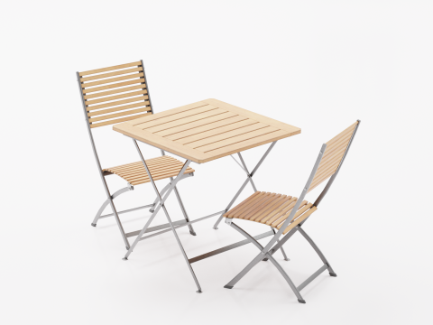 Board and iron table chair low poly 3D Модель