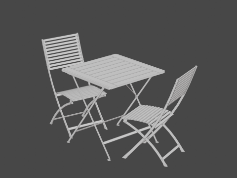 Board and iron table chair low poly 3D Model