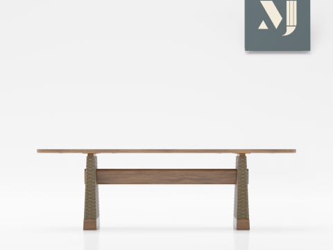 A work table made of wood and yarn 3Dモデル