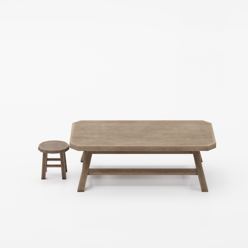 Old and wooden table 3D Model .c4d .max .obj .3ds .fbx .stl .blend 