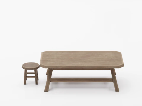 Old and wooden table 3D Model