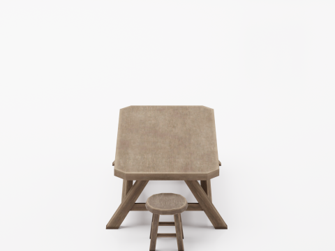 Old and wooden table 3D Model