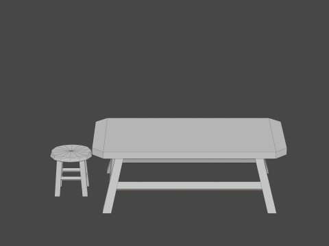 Old and wooden table 3D Model