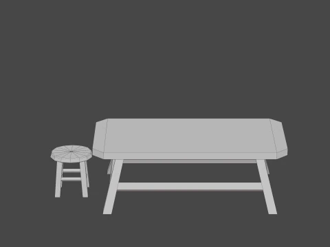 Old and wooden table 3D Model