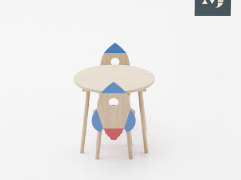 Rocket-shaped plank chair Modello 3D