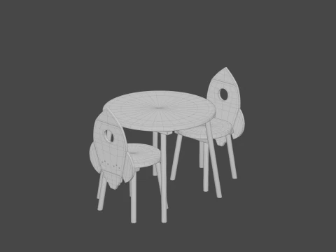 Rocket-shaped plank chair 3D Model