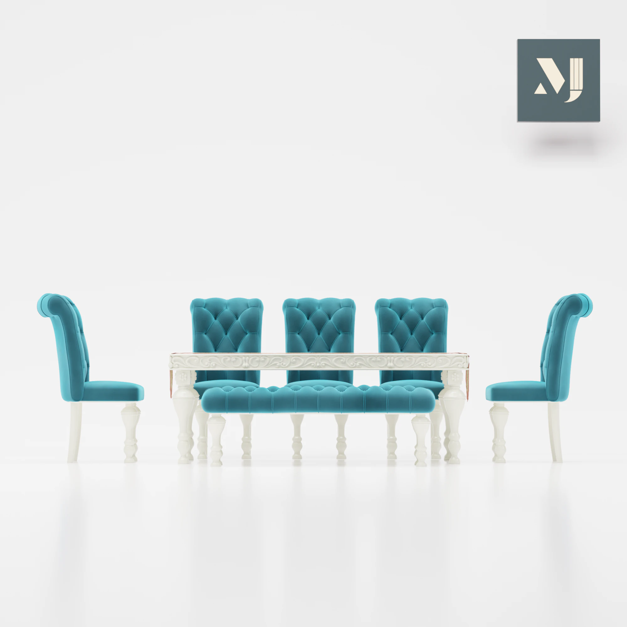 Table chairs with soft sofas 3D Model .c4d .max .obj .3ds .fbx .stl .blend 