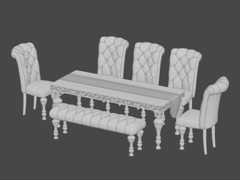 Table chairs with soft sofas 3D 模型