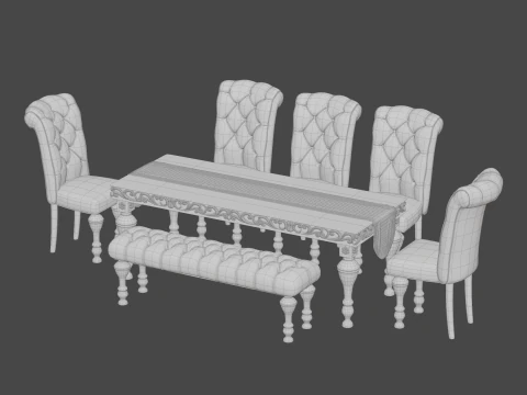 Table chairs with soft sofas 3D Model