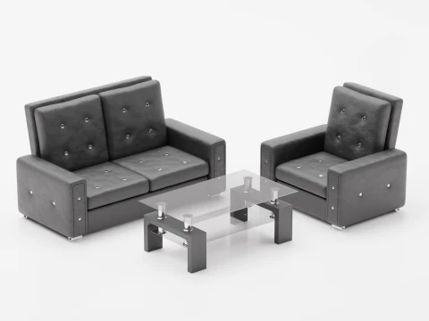 Yumuşak kanepe ve masa sandalye 3D Model