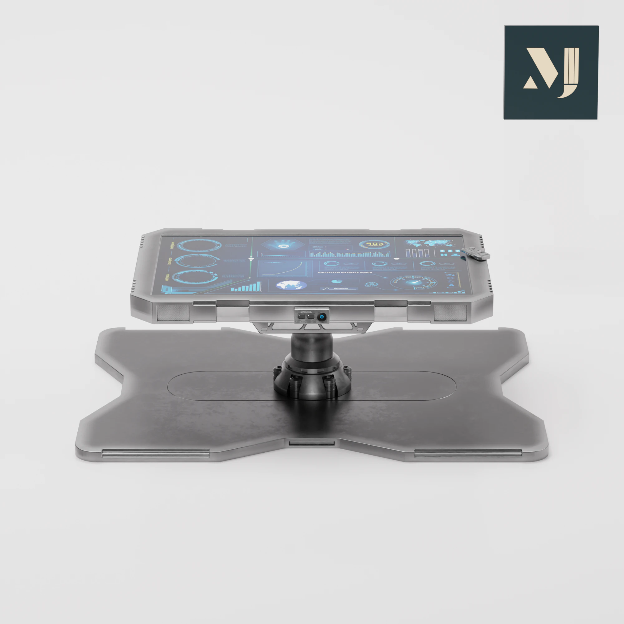 Mechanical cyber table 3D Model .c4d .max .obj .3ds .fbx .stl .blend 