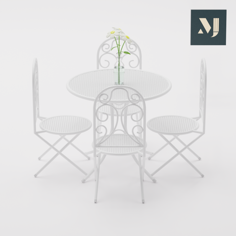 Metal tables and chairs 3D Модель .c4d .max .obj .3ds .fbx .stl .blend