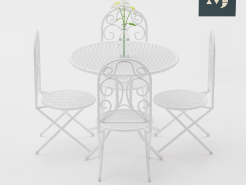 Metal tables and chairs Modello 3D