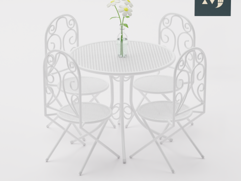 Metal tables and chairs 3D Модель