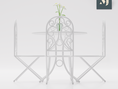 Metal tables and chairs 3D Модель