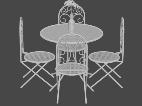 Metal tables and chairs 3D Модель