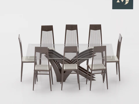 Wooden table and chair for rooms 3D Model