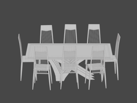 Wooden table and chair for rooms 3D Model