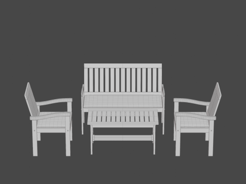 Wooden table and chair Modelo 3D